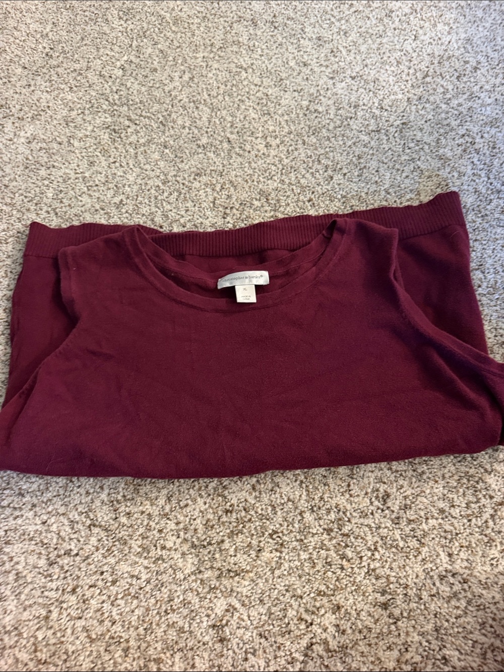 Christopher & Banks Short Sleeve Crewneck Top - Burgundy